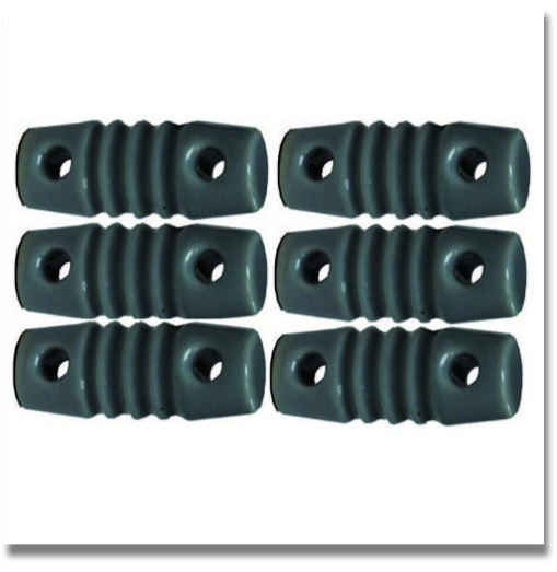 MFJ-16C06
CERAMIC ANTENNA INSULATORS
The MFJ-16C06 is a six-pack of dog bone ceramic glazed center or end insulators.
It will not break with long antennas and will not arc over or melt even under full legal power. Molded ridges give an extra long path to prevent high voltage breakdown. Smooth wire holes prevent wire damage.
The 16C06s can be used as a center or end insulators for diples, doublets, G5VRs, guy wire, or vees.
MFJ-16C06
CERAMIC ANTENNA INSULATORS
The MFJ-16C06 is a six-pack of dog bone ceramic glazed center or end insulators.
It will not break with long antennas and will not arc over or melt even under full legal power. Molded ridges give an extra long path to prevent high voltage breakdown. Smooth wire holes prevent wire damage.
The 16C06s can be used as a center or end insulators for diples, doublets, G5VRs, guy wire, or vees.